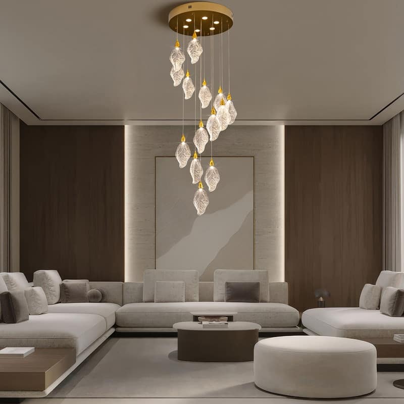 KAYLA D31.5" 18-Light Modern Chandelier, Bionic Leaf Chandelier