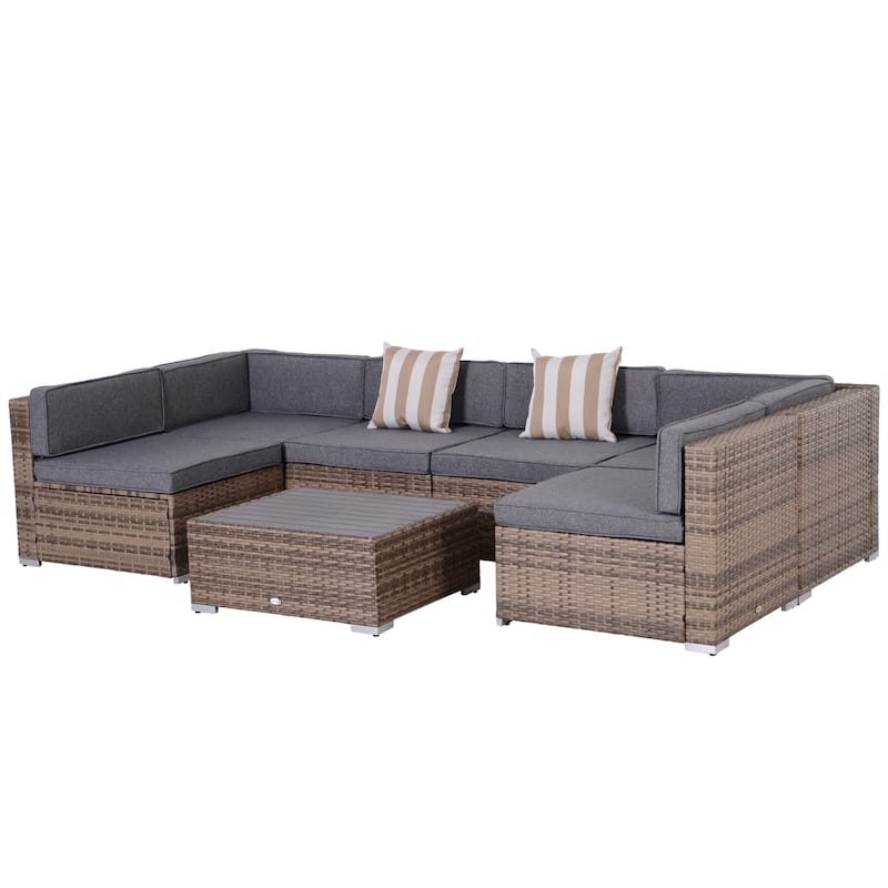 Outsunny 7-Piece Outdoor Wicker Patio Furniture Set