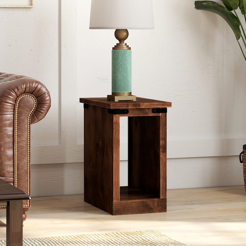 Bridgevine Home Farmhouse 14 inch Chairside Table, No Assembly Required, Aged Whiskey Finish