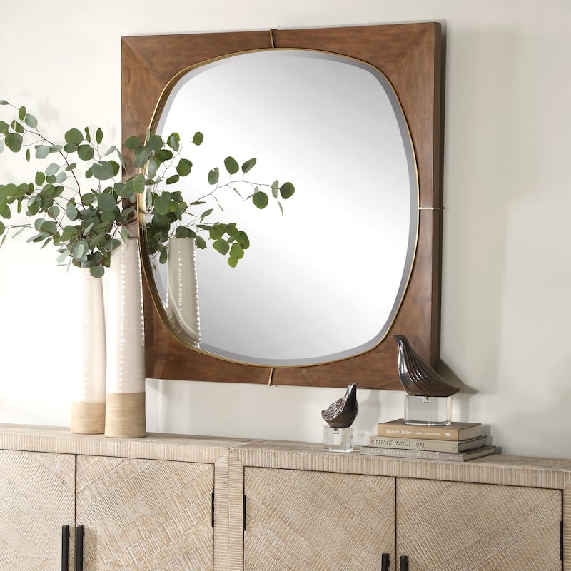 Uttermost Garonne Square Walnut Mirror - 40'' H X 40'' W X 1.75'' D