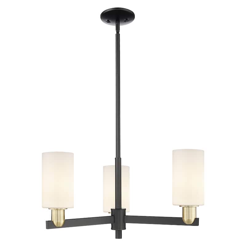 Innovations Lighting Endless Possibilities Arcadia - Clymer - 3 Light 26" Stem Hung Chandelier - Matte White/Black Antique Brass
