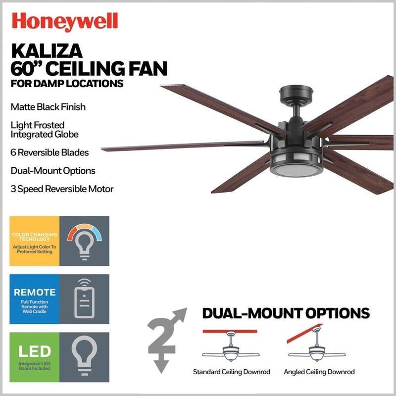 Honeywell Kaliza Modern Gun Metal Indoor Ceiling Fan with Light & Remote Control