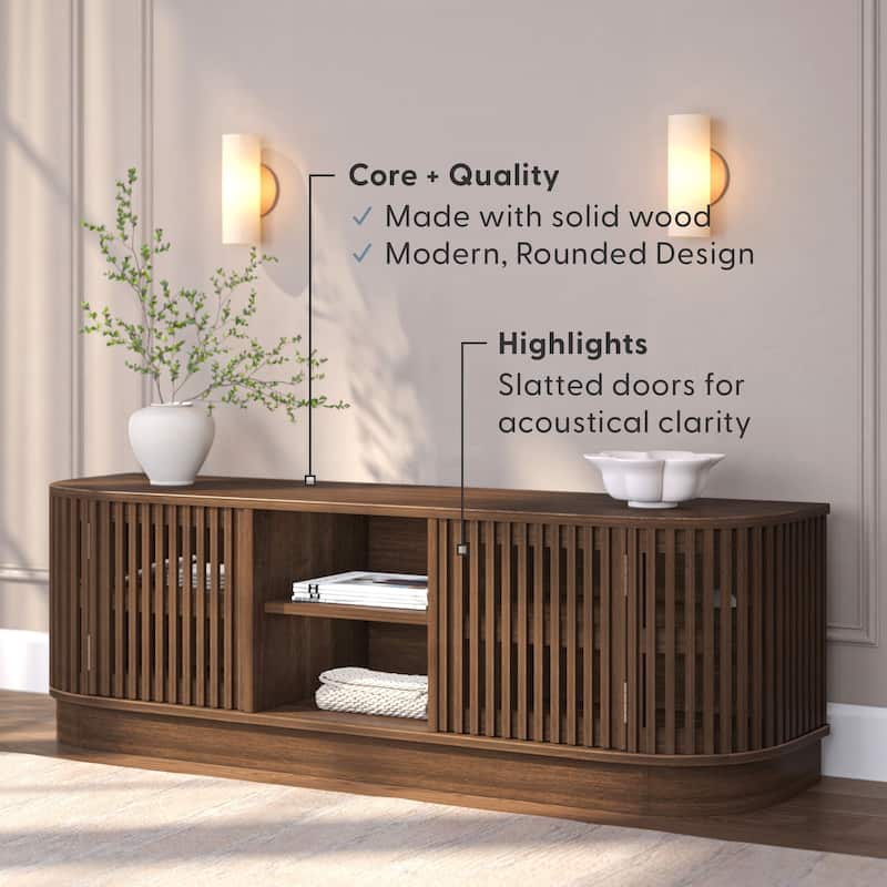 Plank and Beam Contour Curved Mid-Century Modern Sideboard/TV Stand