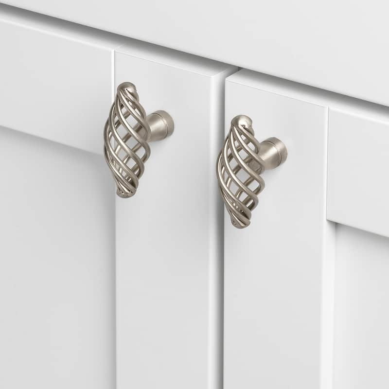 GlideRite 2-inch Oval Twisted Birdcage Cabinet Knob - Satin Nickel (Pack of 25) - Silver