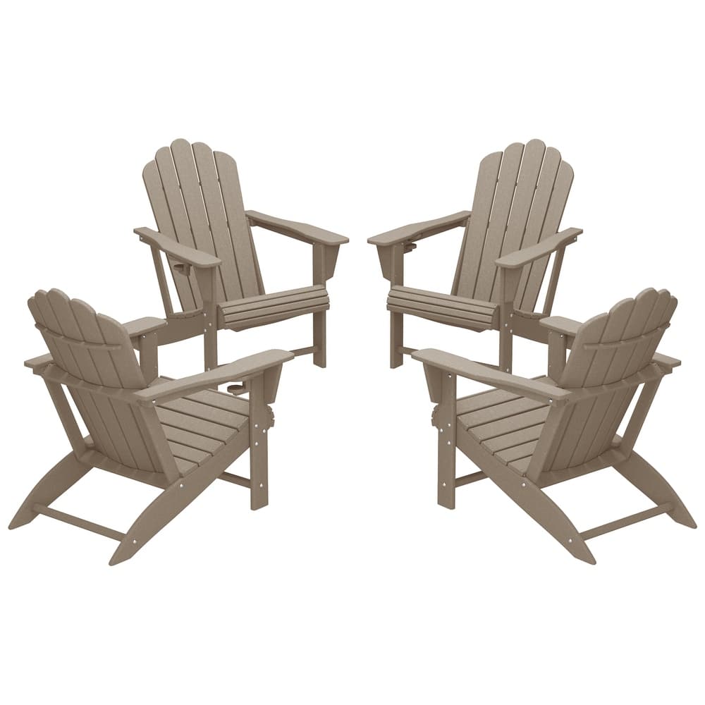 Aderson Outdoor Poly Adirondack Chairs with Cupholders (Set of 4)