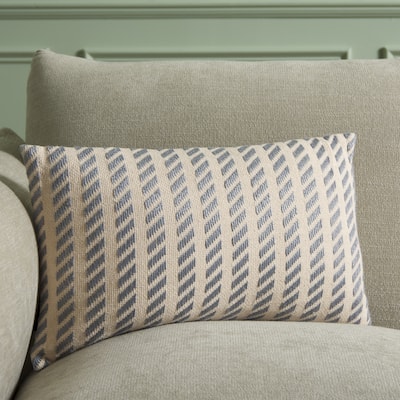 SAFAVIEH Home Suki 12 x 20-inch Natural/Grey Cotton Lumbar Pillow