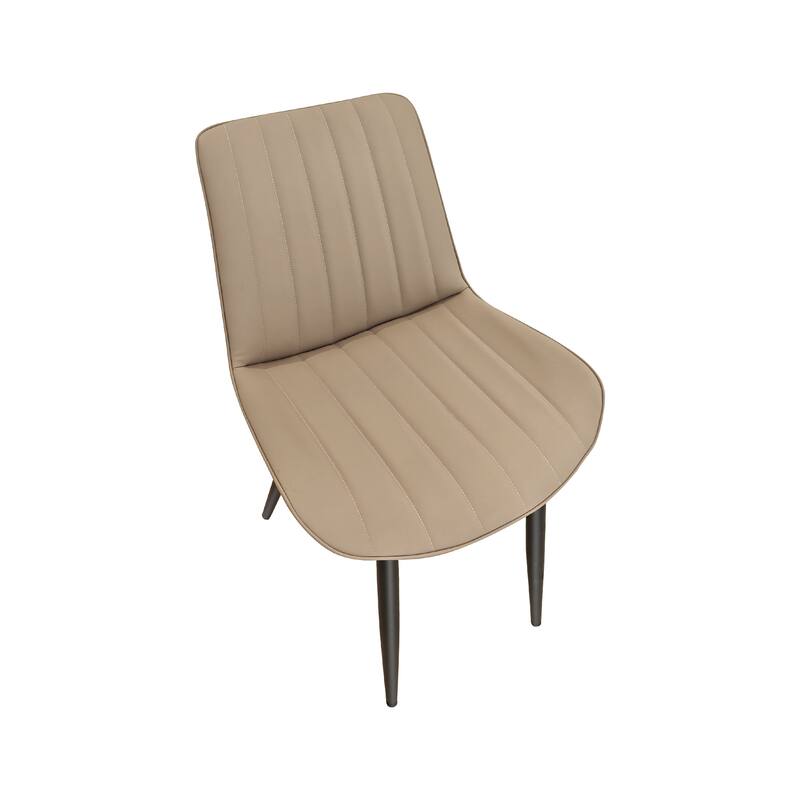 PU Leather Dining Chair with Metal Legs, Wave Pattern Upholstered Armless Chair Set of 6 for Kitchen, Living
