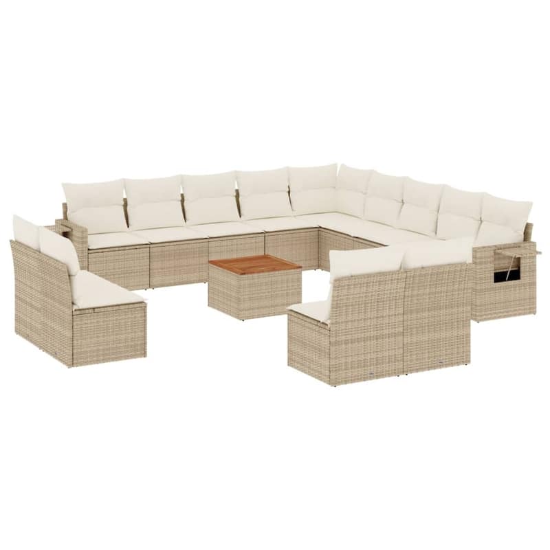 vidaXL Garden Sofa Set 14 Piece with Cushions Outdoor Sofa Set Poly Rattan
