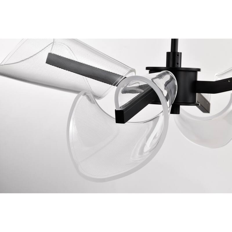 Sedona 27 Inch 4 Light LED Chandelier Matte Black Silk Screened Acrylic Lens