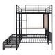 preview thumbnail 9 of 7, Black Full Over Twin & Twin Metal Bunk Bed with 2 Drawers, Desks and 3 Shelves, Full-length Guardrail