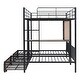 preview thumbnail 9 of 13, Full over Twin & Twin Triple Bunk Bed with Drawers, Multi-functional Metal Frame Bed with Desks and Shelves in the Middle