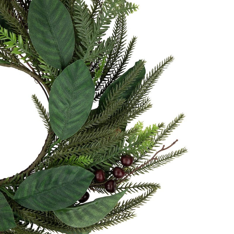Mixed Foliage with Berries Artificial Christmas Wreath, 20-Inch, Unlit