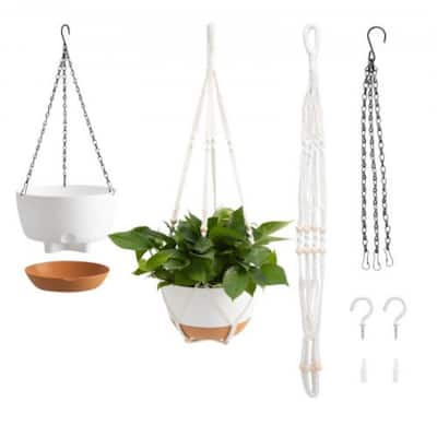 2-Pack 10" Self-Watering Hanging Planters with Drainage Holes - 9.84 x 9.84 x 5.91 in