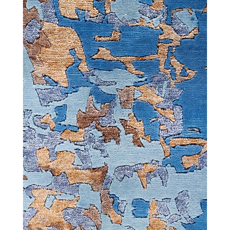 Modern One-of-a-Kind Hand-Knotted Area Rug, Blue - 8' 1" x 10' 0"