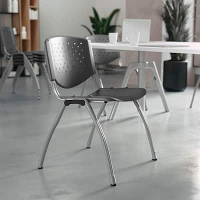 5 Pack 880 lb. Capacity Plastic Stack Chair with Powder Coated Frame