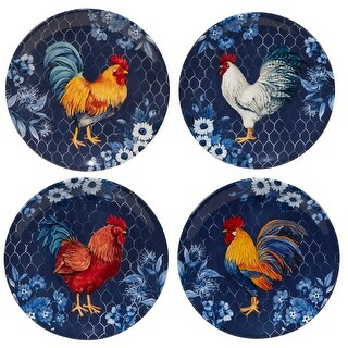 August Grove Frisby Gilded Rooster 4 Piece Salad Plate Set August Grove Frisby Gilded Rooster 4 Piece Salad Plate Set