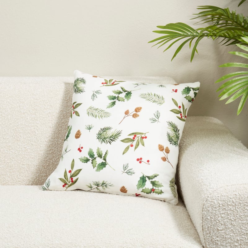 Holly Branch Throw Pillow