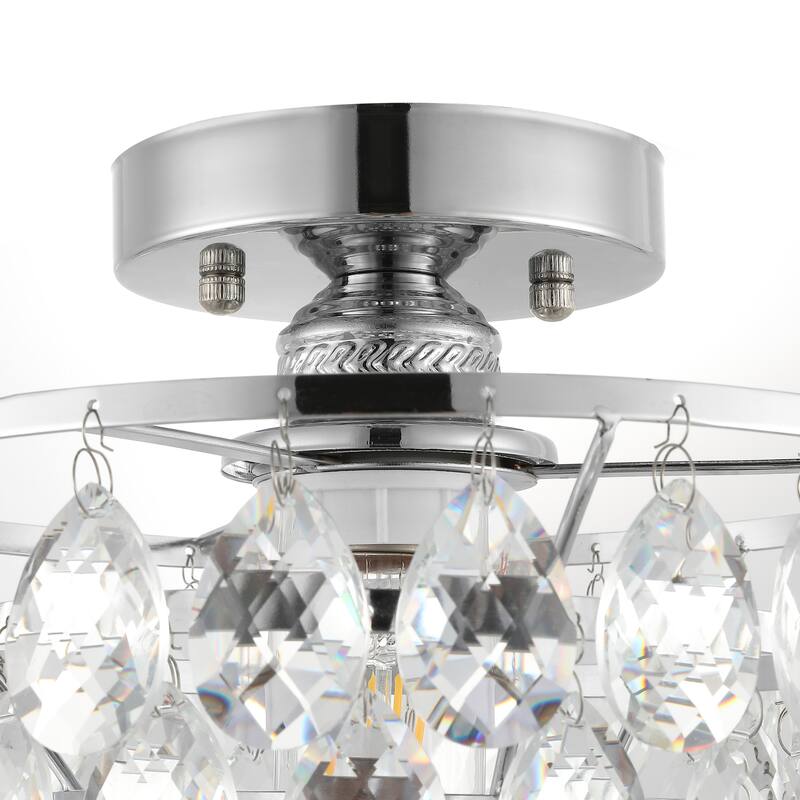 WINGBO Small Crystal Ceiling Light Fixture Mini Semi Flush Mount...