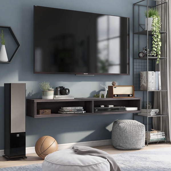 Open shelf outlet media console