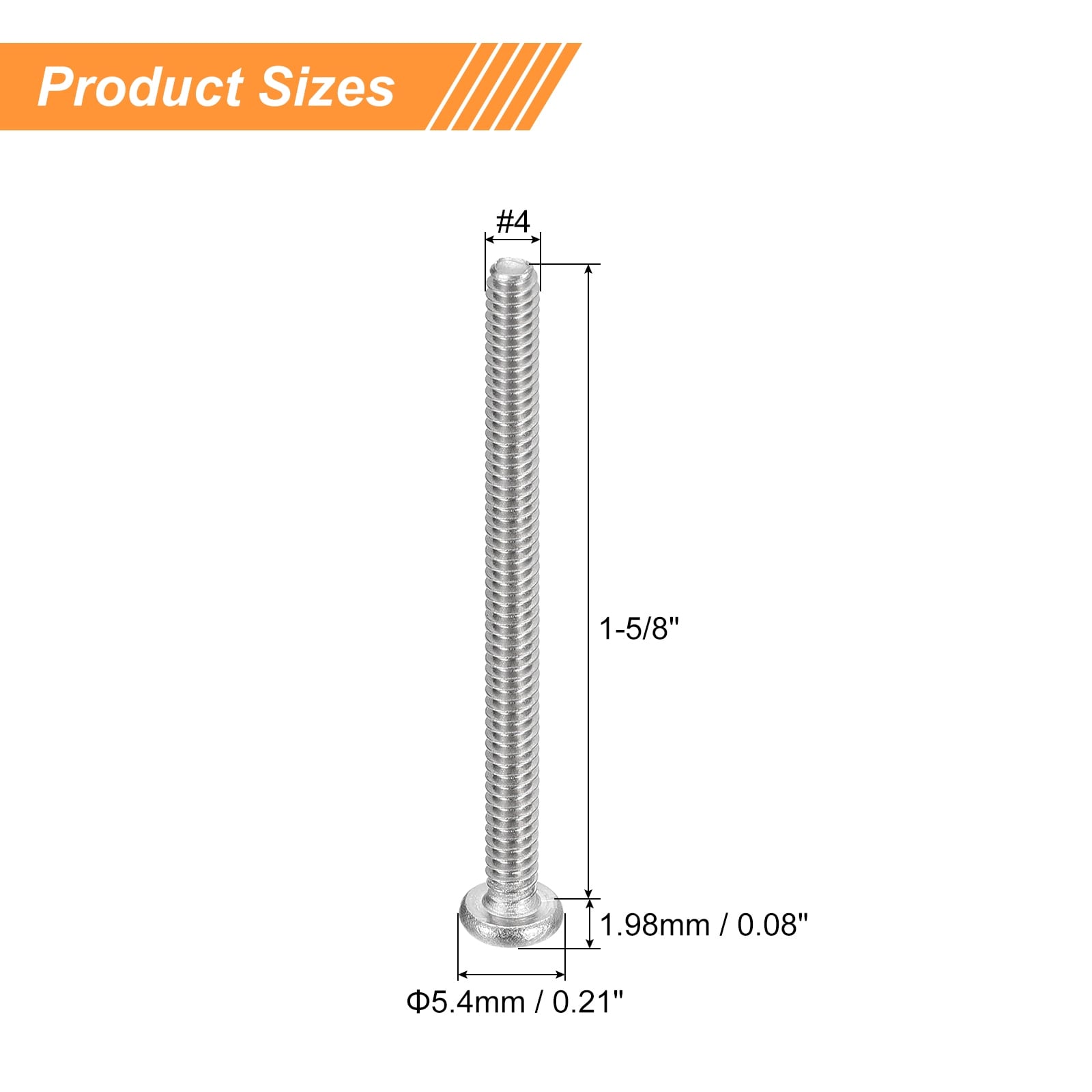 Pan Head Machine Screws, Stainless Steel Screw, Phillips Drive, Fully Threaded