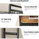 preview thumbnail 12 of 24, LED Kids Bunk Bed with Desk Twin Over Twin Metal Loft Bed 2 Drawers Power Outlets