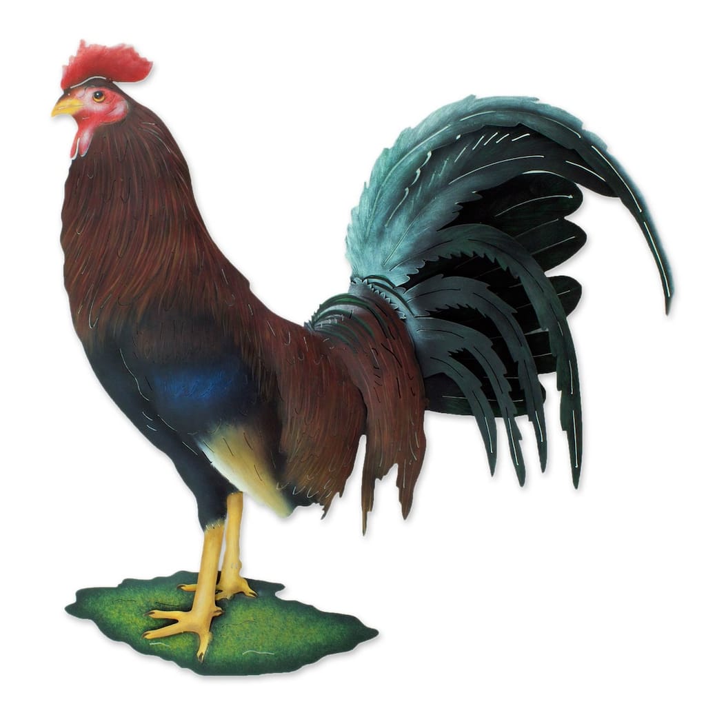 Handmade Proud Rooster Steel wall art (Mexico) - 64 x 59 x 8