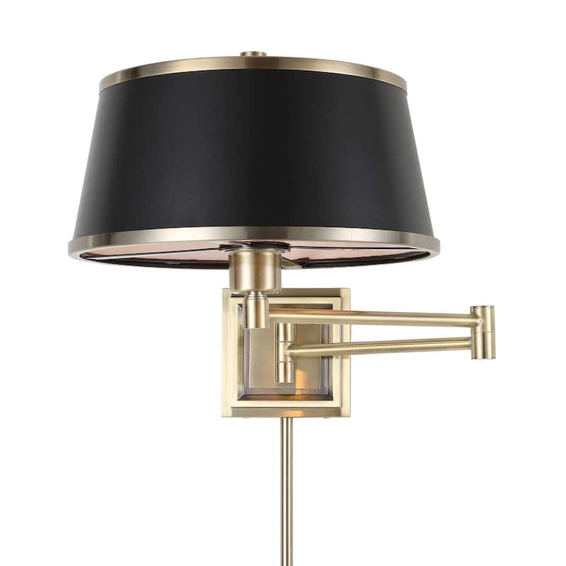 1-Light Sconce Light Fixture - 26" - Black and Antique Brass Finish
