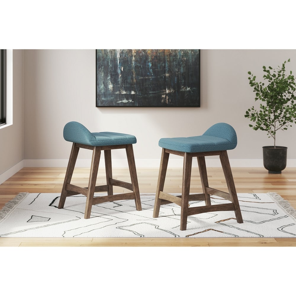Signature Design by Ashley Lyncott Upholstered Counter Height Bar Stool (Set of 2) - 19"W x 20"D x 29"H
