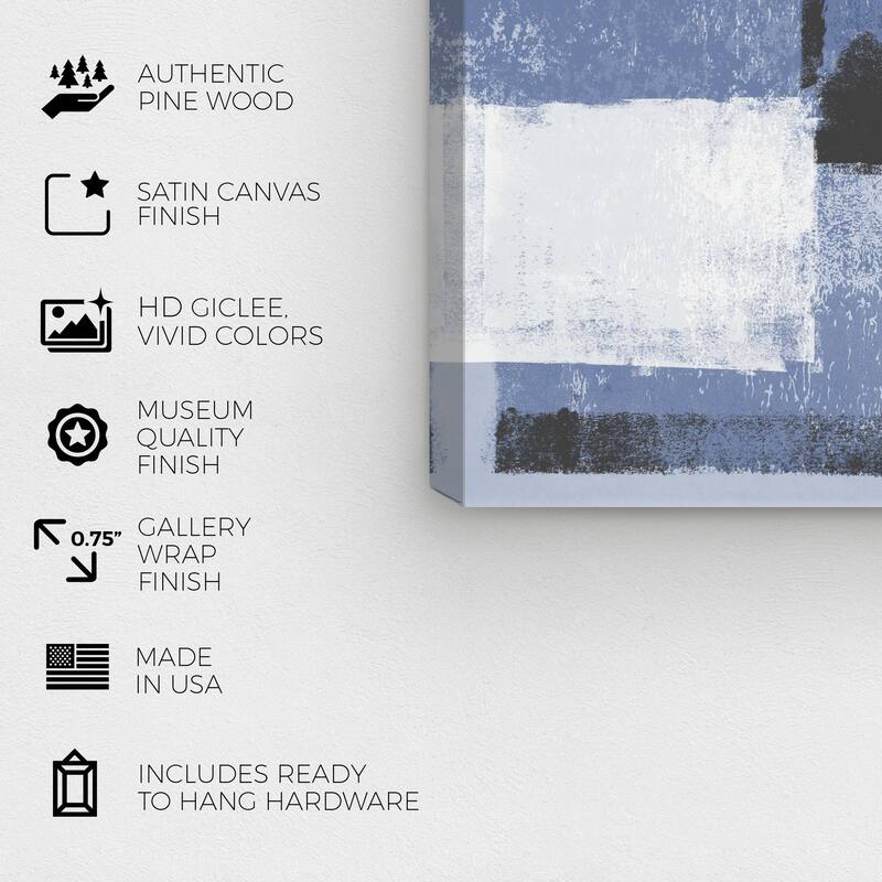 Wynwood Studio Canvas Abstract Remixed Purity Indigo Charcoal Blue and Pastel Blue Modern & Contemporary Wall Art Canvas Print