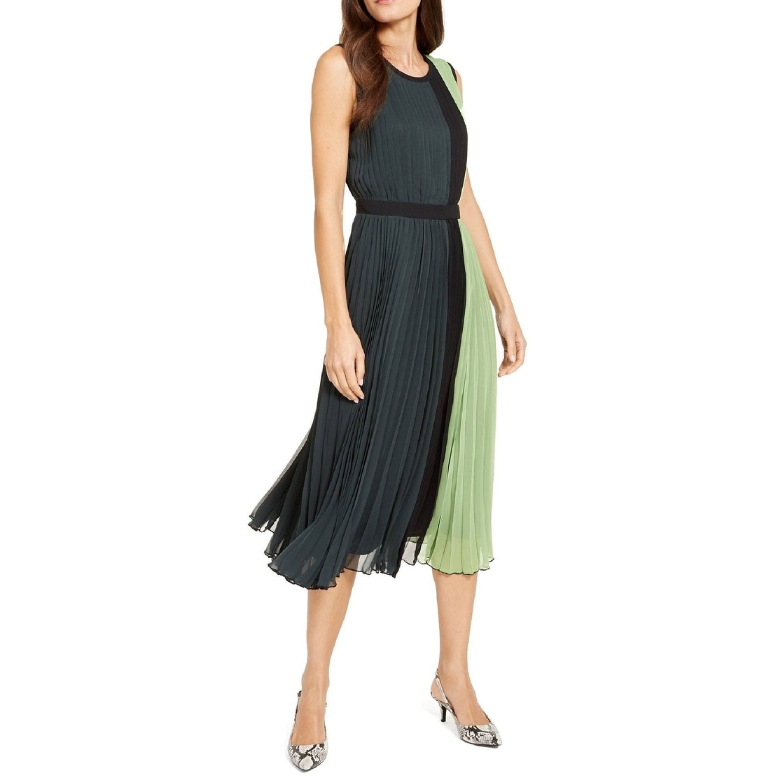 Alfani Women's Colorblocked Pleated Sleeveless Dress Green Size 2 - Bed Bath & Beyond - 40563344 Alfani Women's Colorblocked Pleated Sleeveless Dress Green Size 2 - Bed Bath & Beyond - 40563344