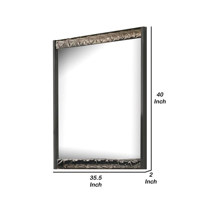 Zara 36x40 Dresser Mirror, Rectangular, Chrome Geo Molding, Ash Gray - Ash Gray, Chrome