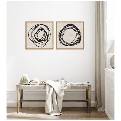 Kate and Laurel Sylvie Flowing Circle Abstracts - 2 Piece Framed Canvas Art Set by The Creative Bunch Studio