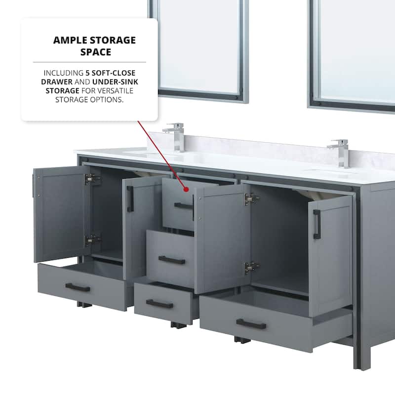 Ziva 80 in W x 22 in D White Double Bath Vanity and White Quartz Top