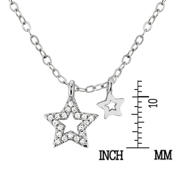 Handmade Shimmering Stars of Sterling Silver and Clear Crystal Pendant Necklace (Thailand) - White
