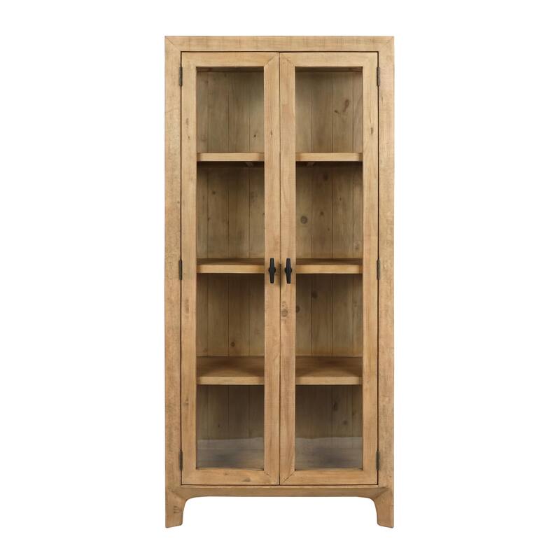 Classic Home Crest 79" Reclaimed Pine Wood Curio Cabinet in Natural
