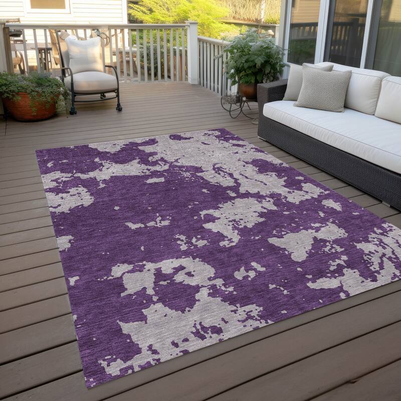 Machine Washable Indoor/ Outdoor Chantille Abstract Rug