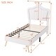 preview thumbnail 4 of 16, Crown Stripe Headboard Platform Bed Frame, PU Upholstered Princess Bed with Remote Control LED Lights, Wood Slat Panel Bed