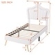 preview thumbnail 22 of 46, Upholstered Bed Frame with LED Lights,Modern Upholstered Princess Bed With Crown Headboard