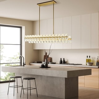 Anderson 60 LED Light Crystal & Gold Rectangular Chandelier - N/A - Bed ...