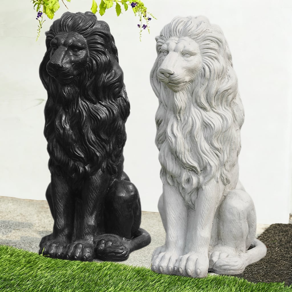 21"H/28"H MGO Guardian Sitting Lion Statue Porch Sign Indoor Outdoor Decoration by Glitzhome