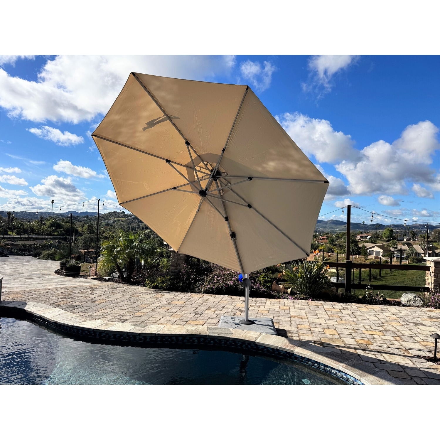 PURPLE LEAF 11 ft Round 360 Degree Rotation Patio Cantilever Umbrella