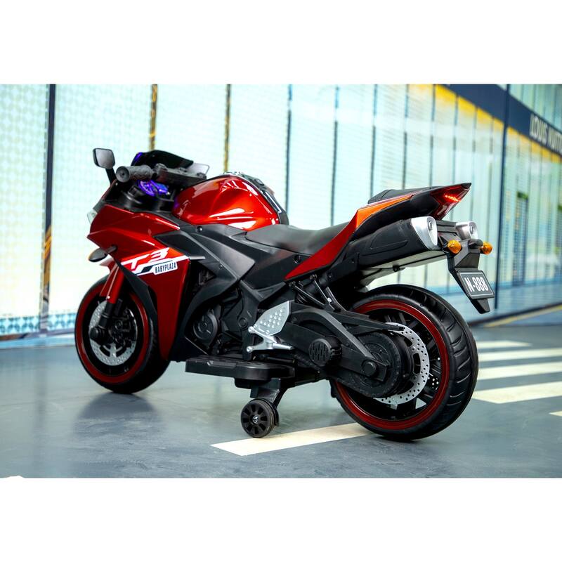 Christmas Gift 12V Ride-On Motorcycle for Kids, Manual Throttle, Training Wheels