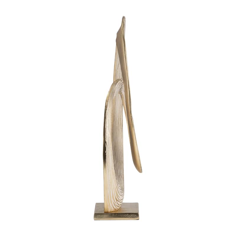Sagebrook Home Aluminum 20" Swirl Sculpture - Elegant Gold Tabletop, Modern Metallic Accent for Home - 12" x 5" x 20"