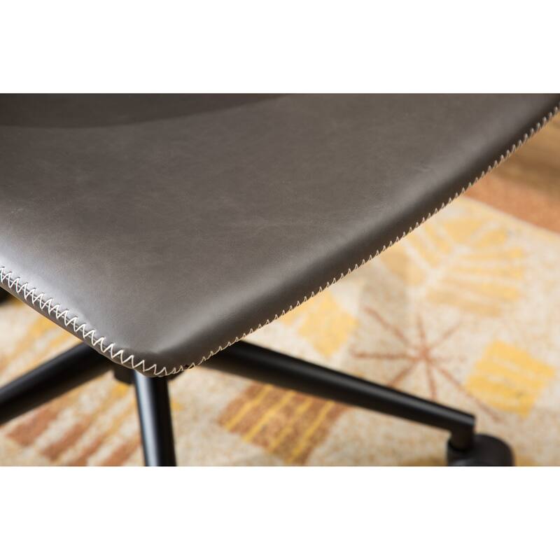 Gray Vanity Chair Office Chair with Adjustable Height, Leather Visitor Chairs Executive Chairs with Wheels