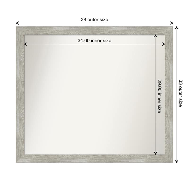 Dove Greywash Narrow Framed Non-Beveled Custom Wall Mirror, Bathroom Vanity Mirror - Outer Size: 37.5 x 32.5