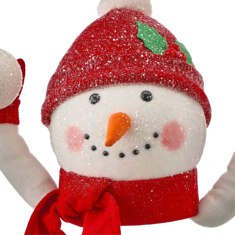 12" Felt Snowman With Ball Tree Topper