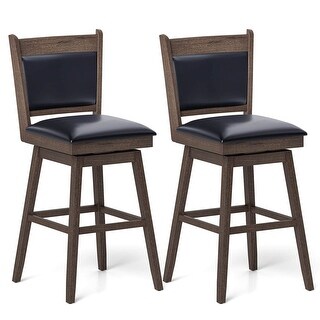 Costway 29" Swivel Bar Stools Set of 2 with Back Rubber Wood Legs - See Details