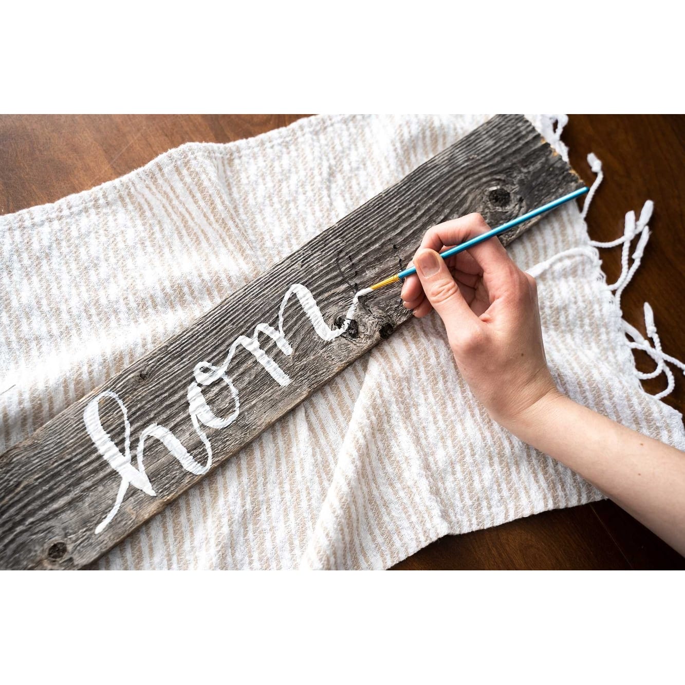 HomeRoots Set of Six 4" X 12" Gray and Brown Wood Planks Wall Decor