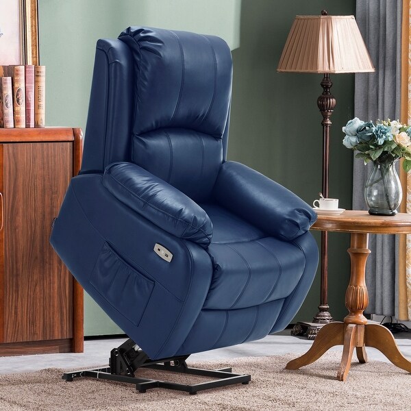 MCombo Small Sized Power Lift Recliner Chair with Massage and Heat USB Ports Faux Leather 7409 On Sale Bed Bath Beyond 34440038