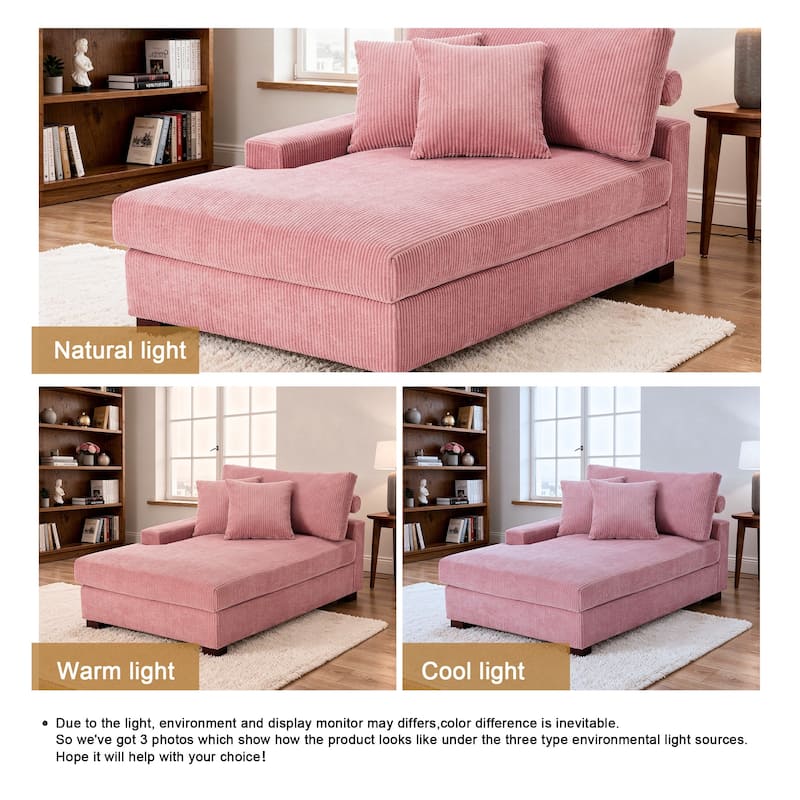 Corduroy Chaise Lounge Chair Upholstered Indoor Lounger Sofa